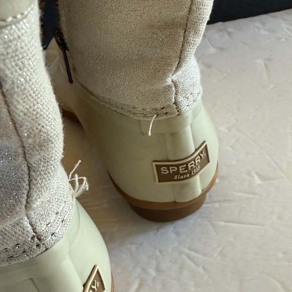 SPERRY Duck Boots Womens Sz 7.5 Cream Saltwater Sparkle - Picture 15 of 15